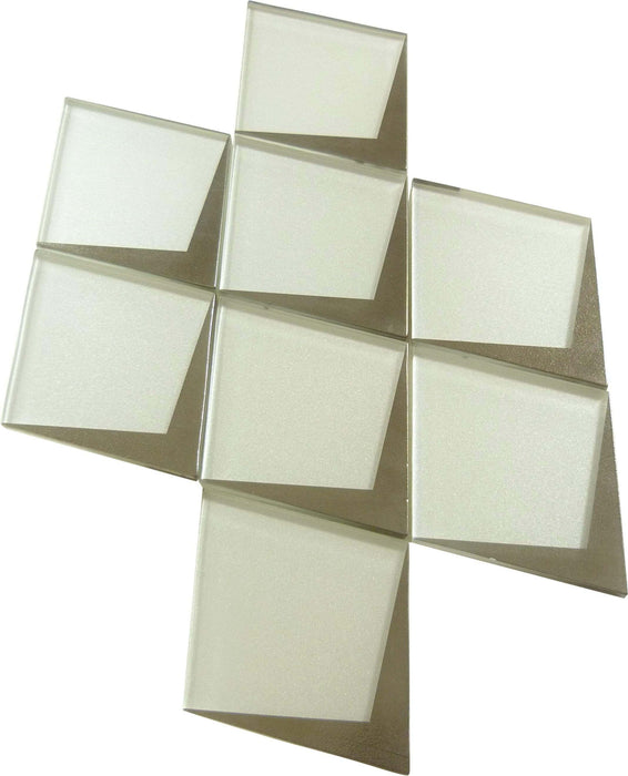 Yorkshire Pacific Pearl White 4" x 5" Diamond Matte Glass Tile Matrix Mosaics