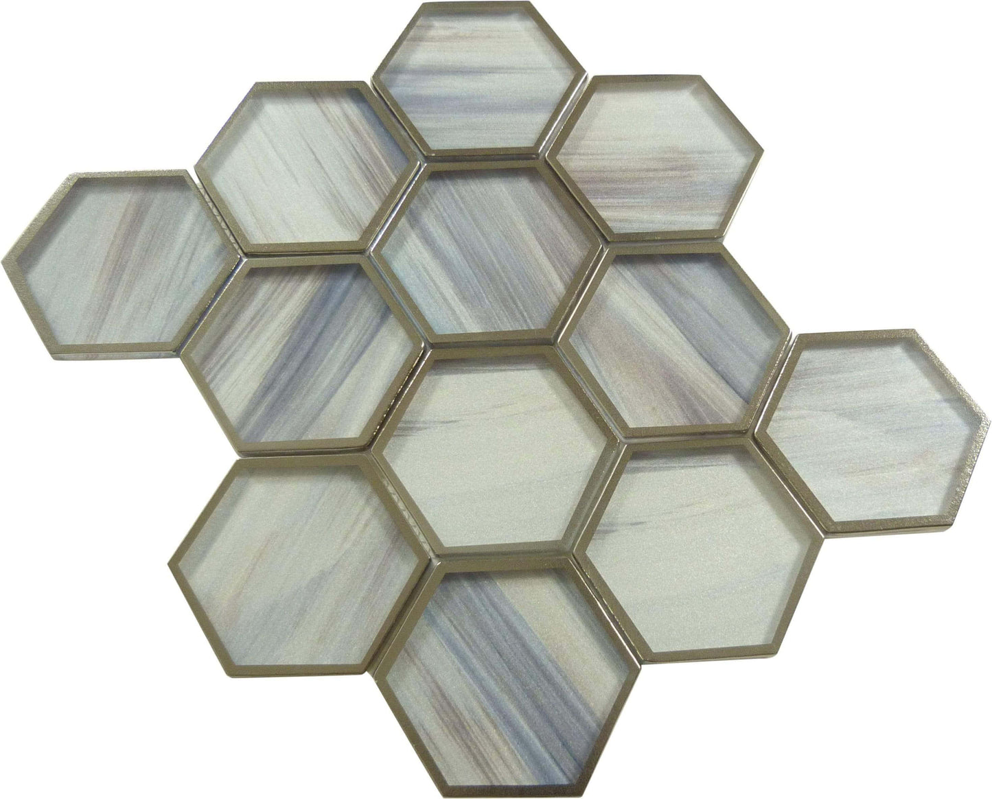 Yorkshire Rustic Taupe 3" x 3" Hexagon Matte Glass Tile Matrix Mosaics