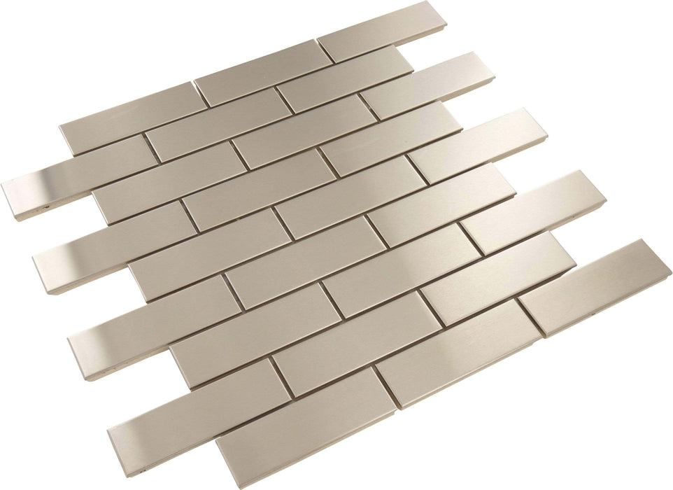 Brick Set Stainless Steel 1'' x 4'' Brushed Metal Tile Millenium Products