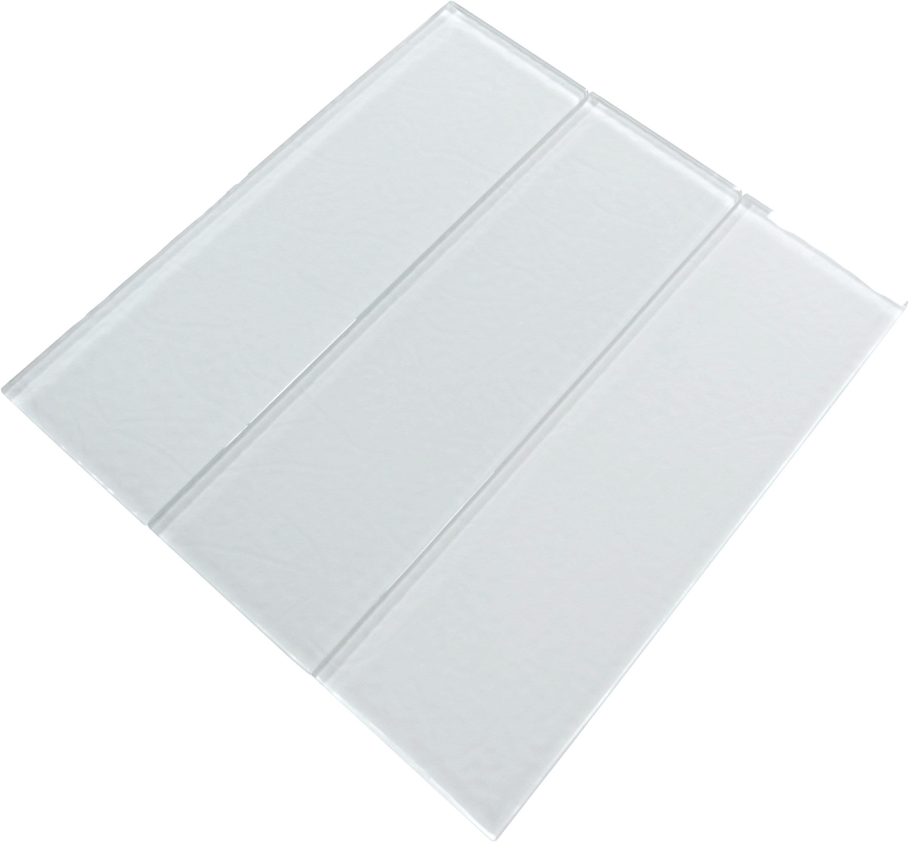 White Texture 4" x 12" Glossy Glass Subway Tile Millenium Products