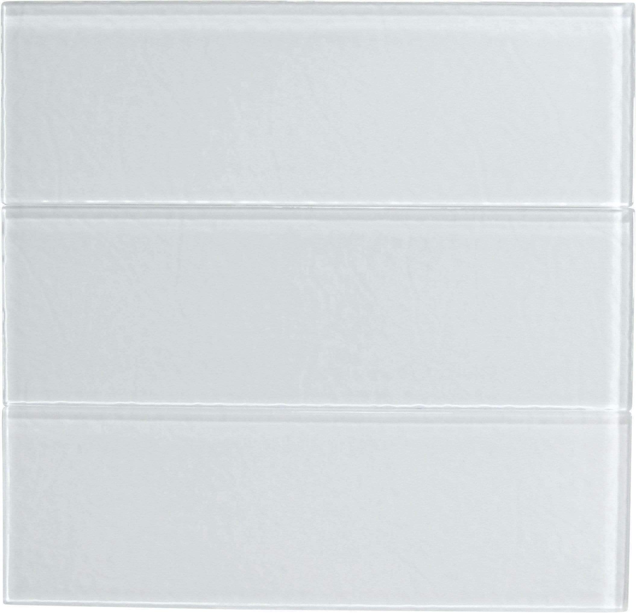 White Texture 4" x 12" Glossy Glass Subway Tile Millenium Products