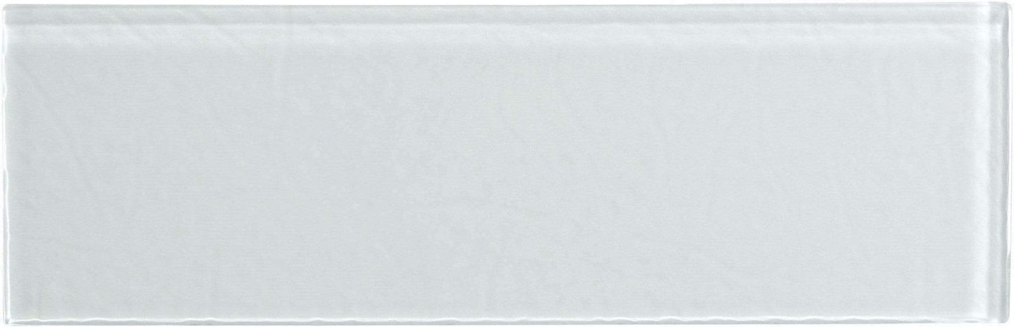 White Texture 4" x 12" Glossy Glass Subway Tile Millenium Products