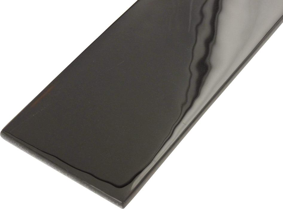 Black Texture 4" x 12" Glossy Glass Subway Tile Millenium Products