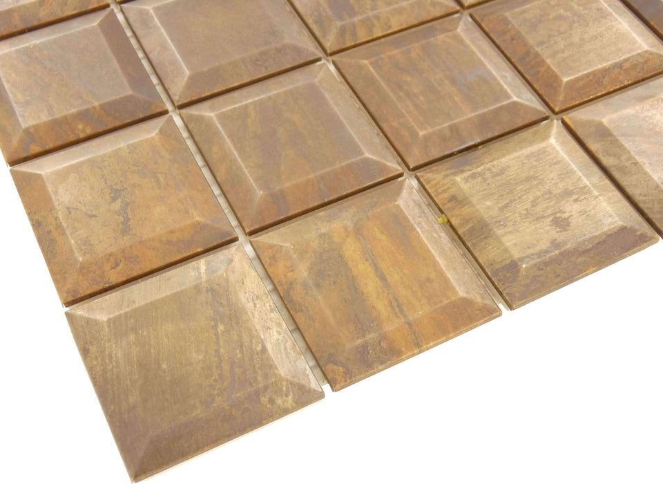 Antique Copper Beveled 2'' x 2'' Metal Tile Millenium Products