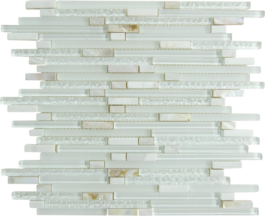 Sugar Island White Random Bricks Glass Stone & Shell Tile Millenium Products