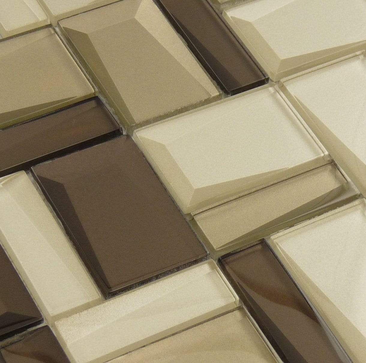 Scandinavian Asscher Brown Unique Shapes Glossy Glass Tile Millenium Products