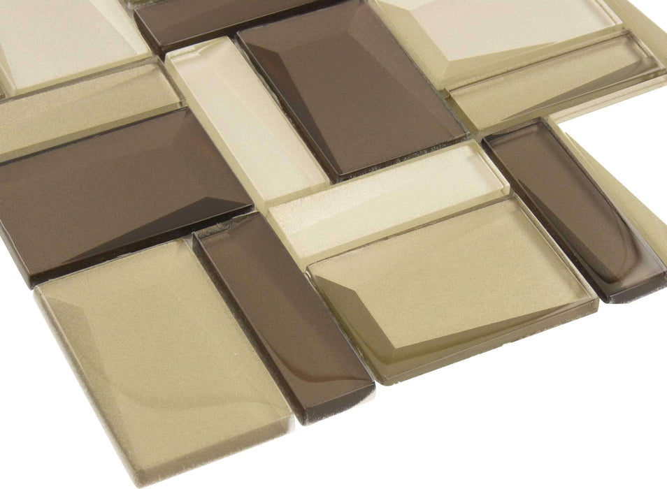Scandinavian Asscher Brown Unique Shapes Glossy Glass Tile Millenium Products