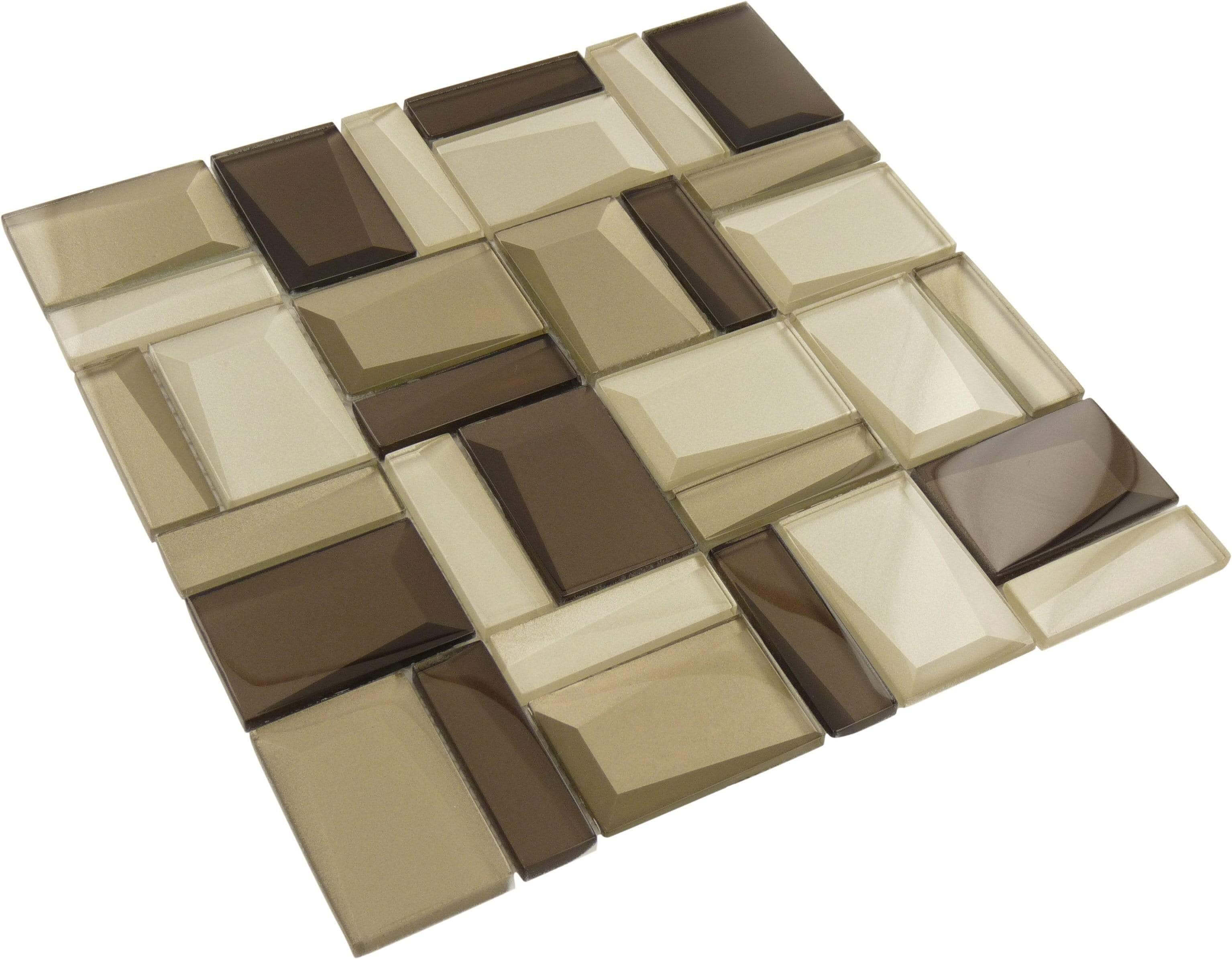 Scandinavian Asscher Brown Unique Shapes Glossy Glass Tile Millenium Products