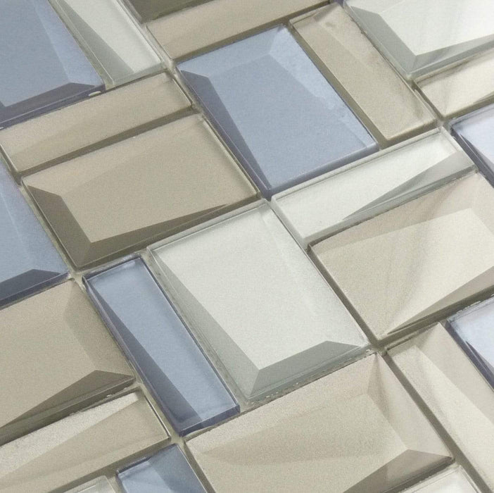 Scandinavian Clarity Blue Unique Shapes Glossy Glass Tile Millenium Products