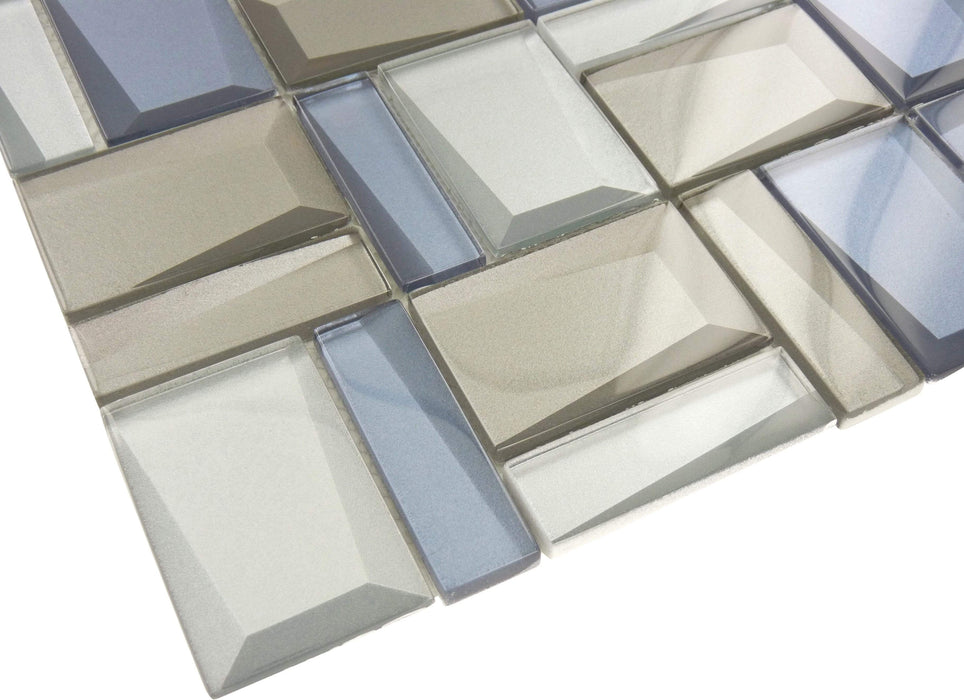 Scandinavian Clarity Blue Unique Shapes Glossy Glass Tile Millenium Products