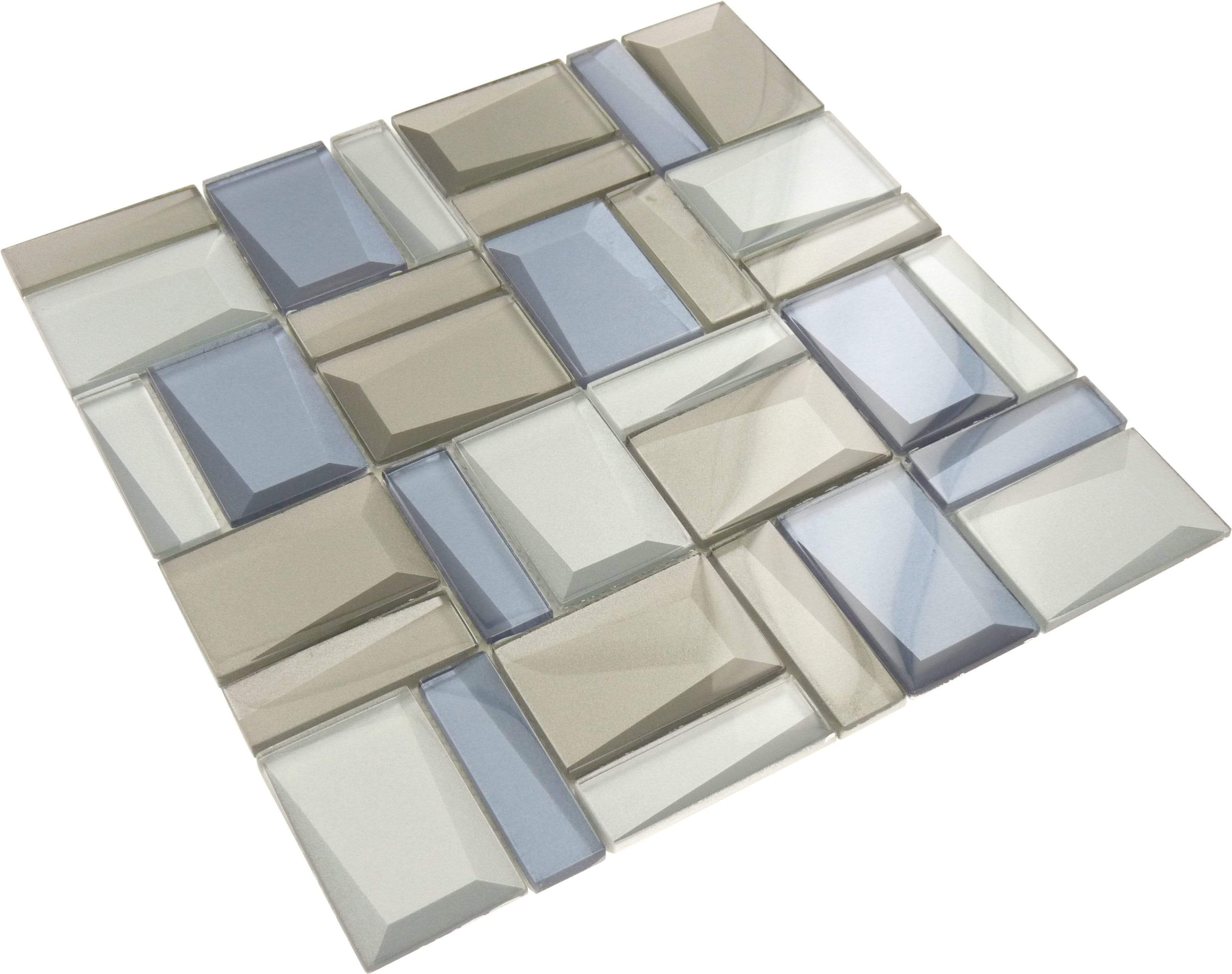 Scandinavian Clarity Blue Unique Shapes Glossy Glass Tile Millenium Products