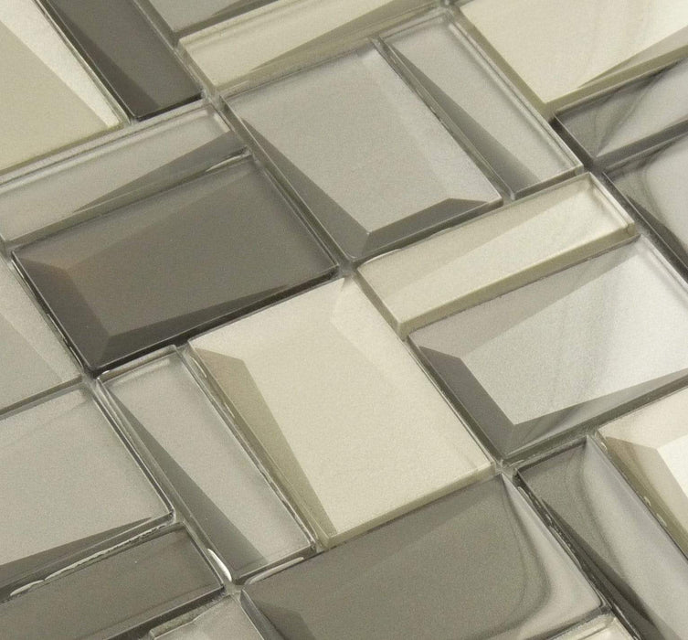 Scandinavian Marquise Grey Unique Shapes Glossy Glass Tile Millenium Products