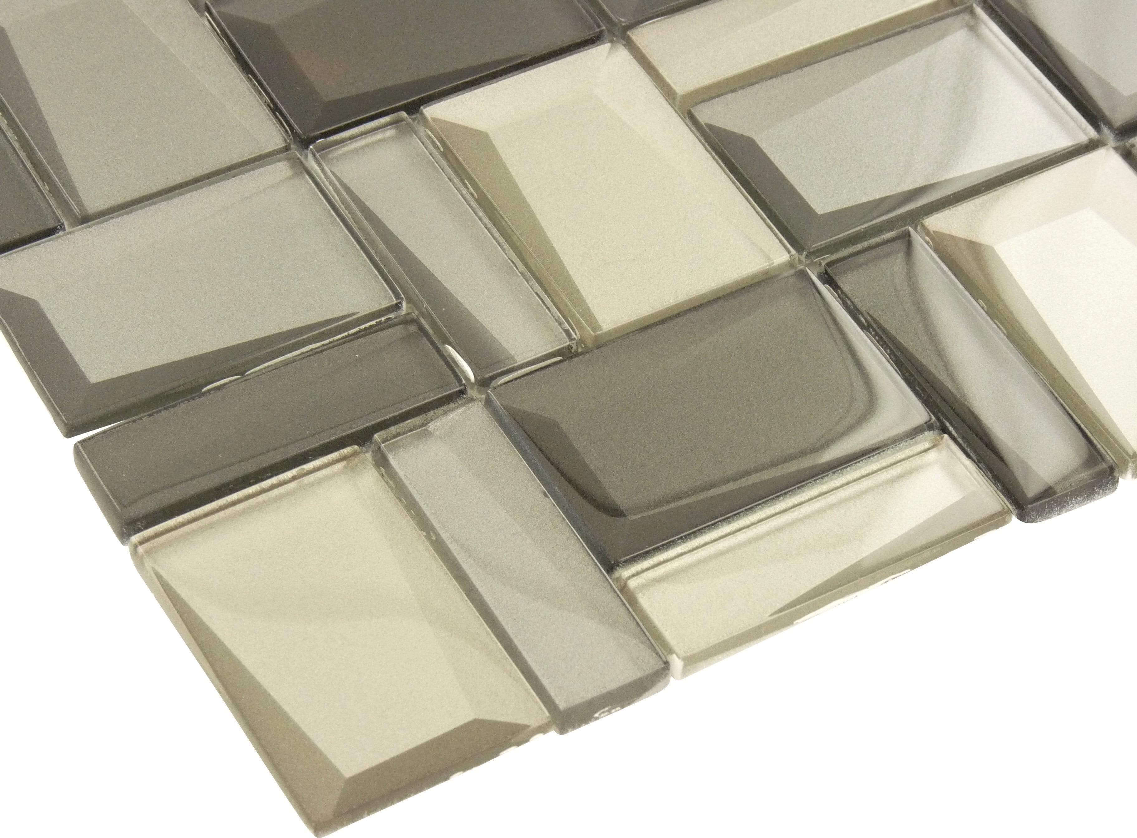 Scandinavian Marquise Grey Unique Shapes Glossy Glass Tile Millenium Products