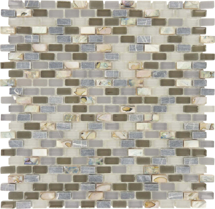 Shark Cove Grey Uniform Brick Glass Stone and Shell Tile Millenium Products