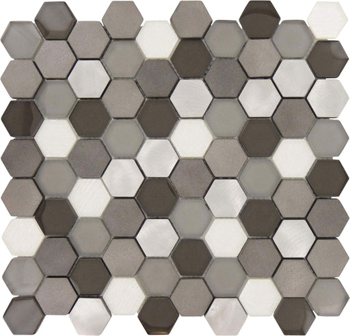 Shark Grey Hexagon Aluminum and Glass Tile Millenium Products