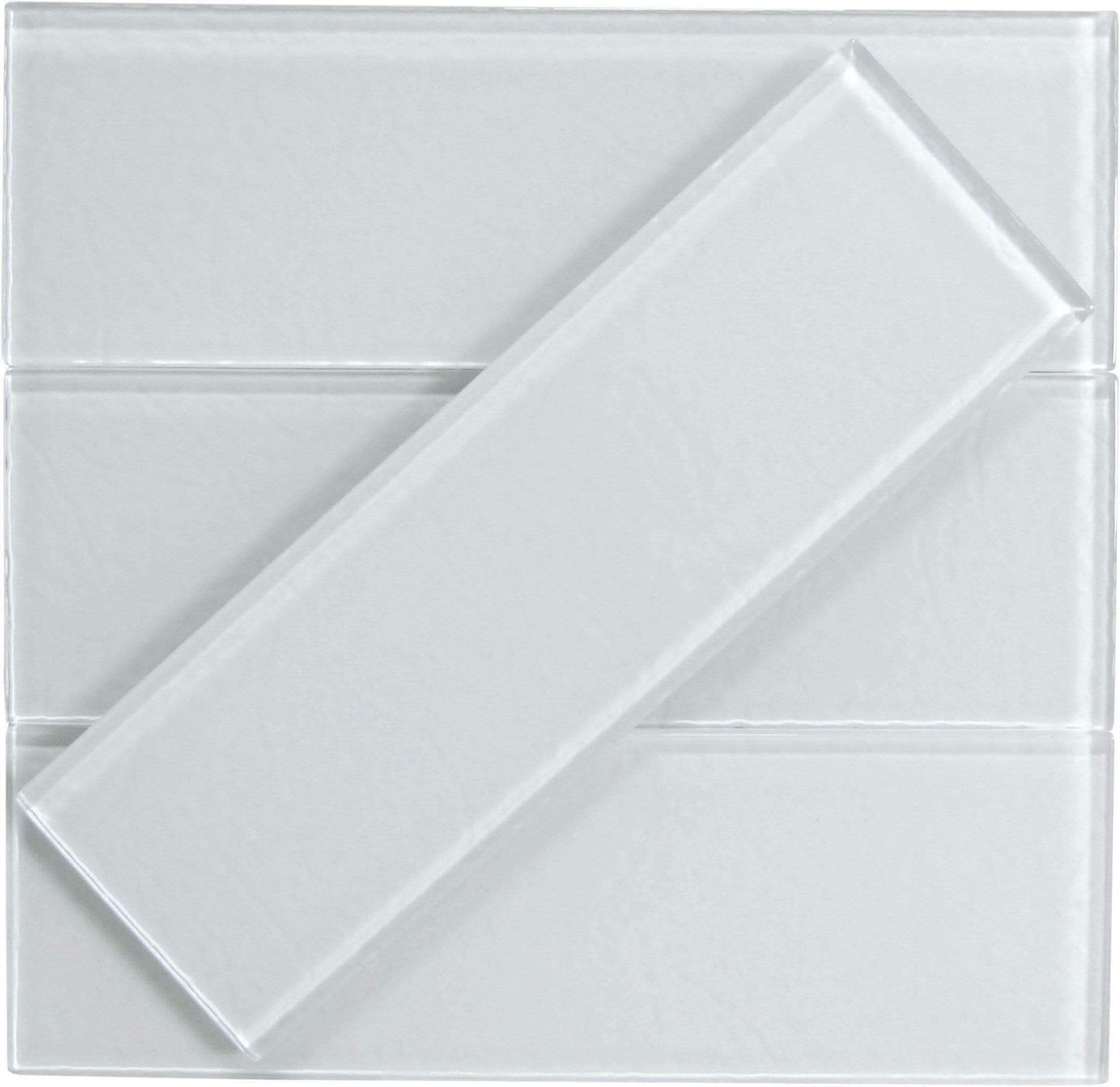 White Texture 4" x 12" Glossy Glass Subway Tile Millenium Products