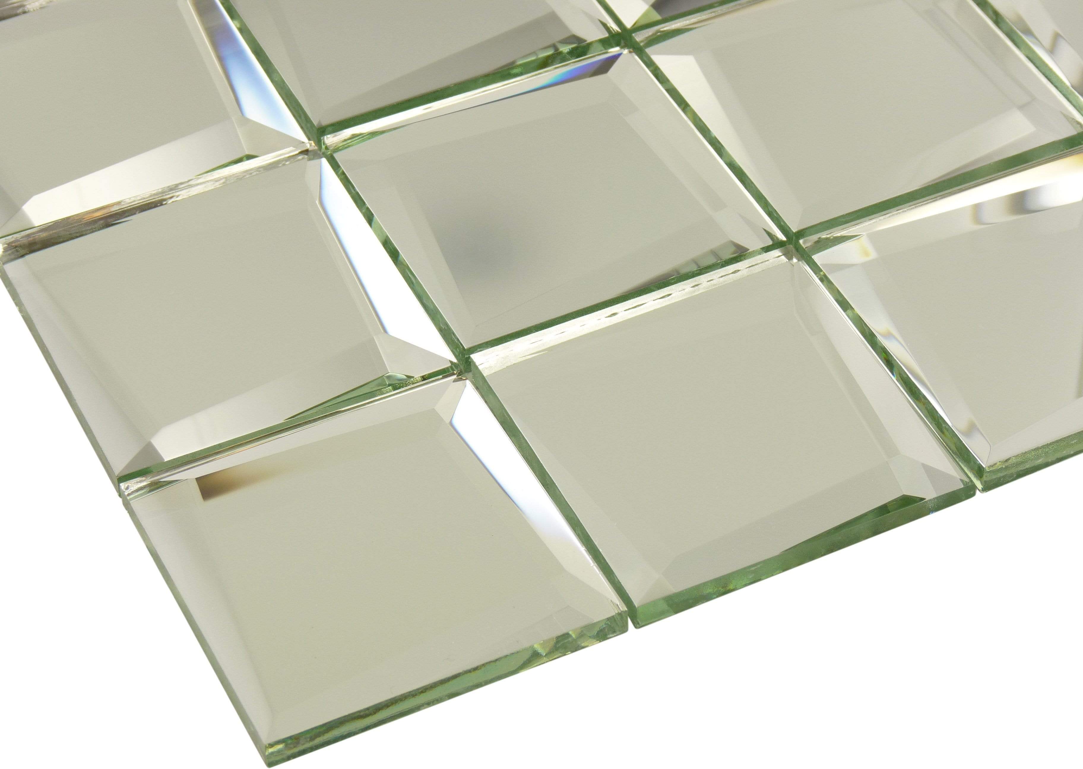 Uneven Beveled Silver 3" x 3" Mirror Tile Millenium Products