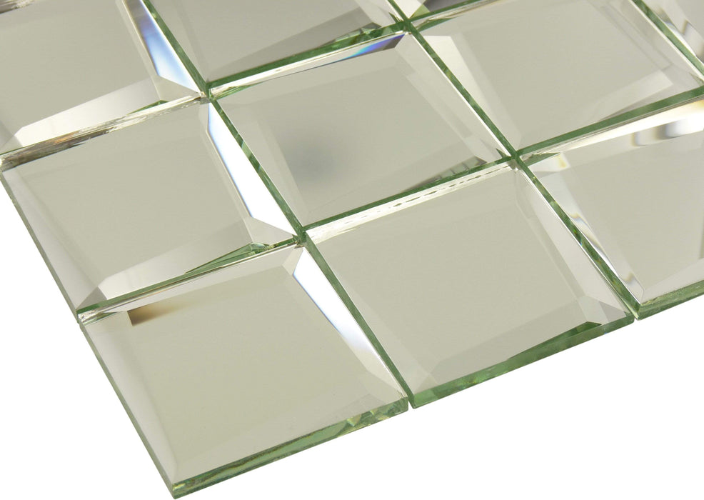 Uneven Beveled Silver 3" x 3" Mirror Tile Millenium Products