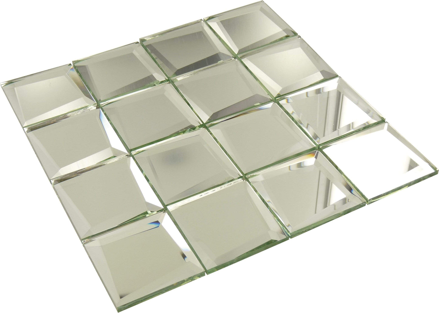 Uneven Beveled Silver 3" x 3" Mirror Tile Millenium Products