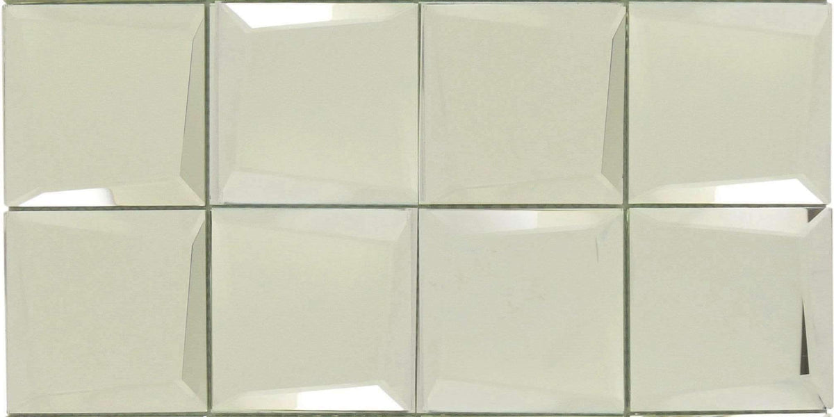 Beveled Crystal Silver Square Mirror Glass Mosaic Tile