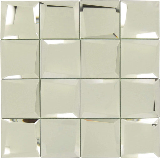 Uneven Beveled Silver 3" x 3" Mirror Tile Millenium Products