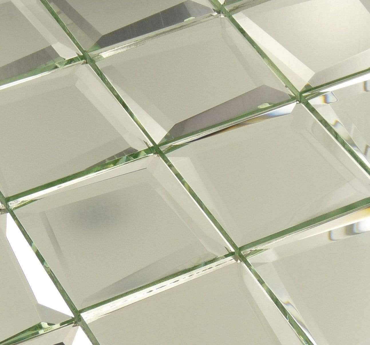 Uneven Beveled Silver 3" x 3" Mirror Tile Millenium Products