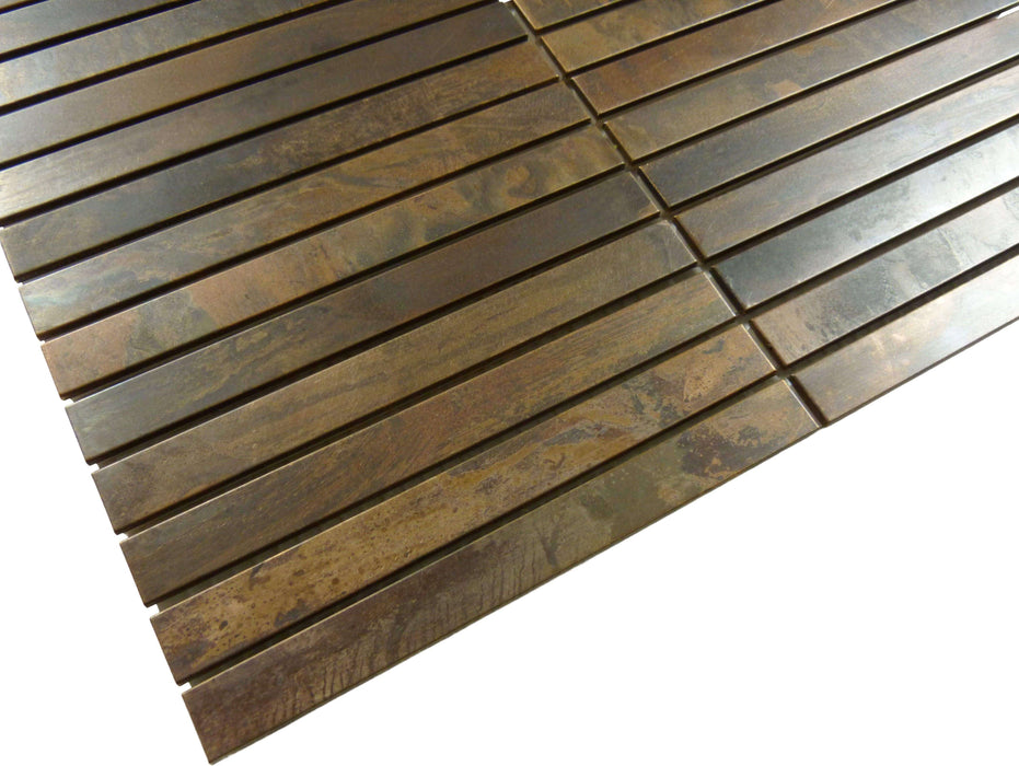 Straight Stack Antique Copper Uniform Brick Metal Tile Millenium Products