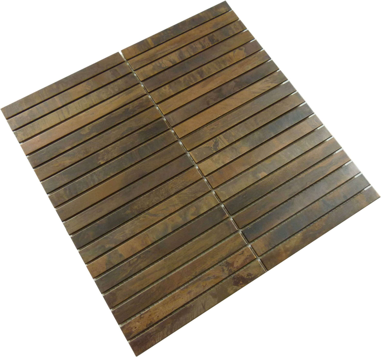 Straight Stack Antique Copper Uniform Brick Metal Tile Millenium Products