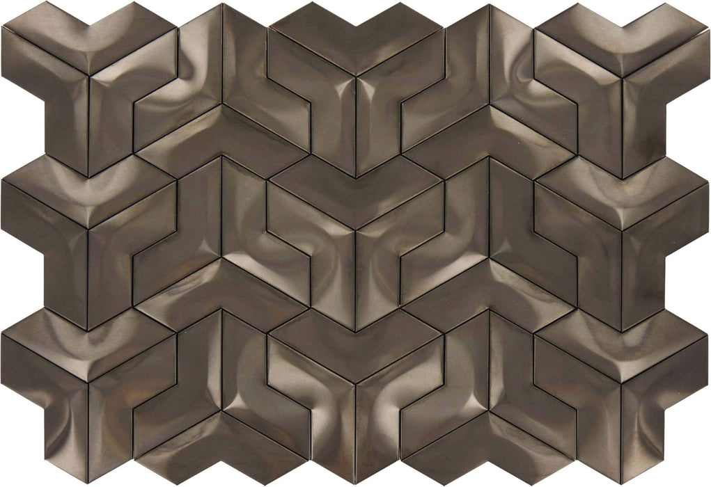 Gun Metal Unique Shapes Brushed Metal Tile Millenium Products