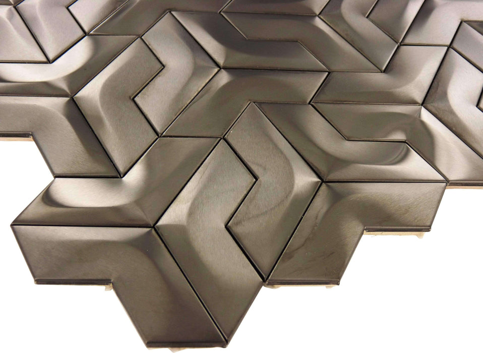 Gun Metal Unique Shapes Brushed Metal Tile Millenium Products