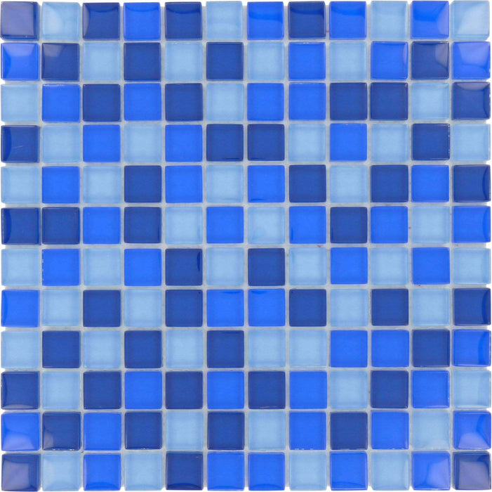 Cobalt Blue Blend 1'' x 1'' Glossy Glass Pool Tile Ocean Pool Mosaics