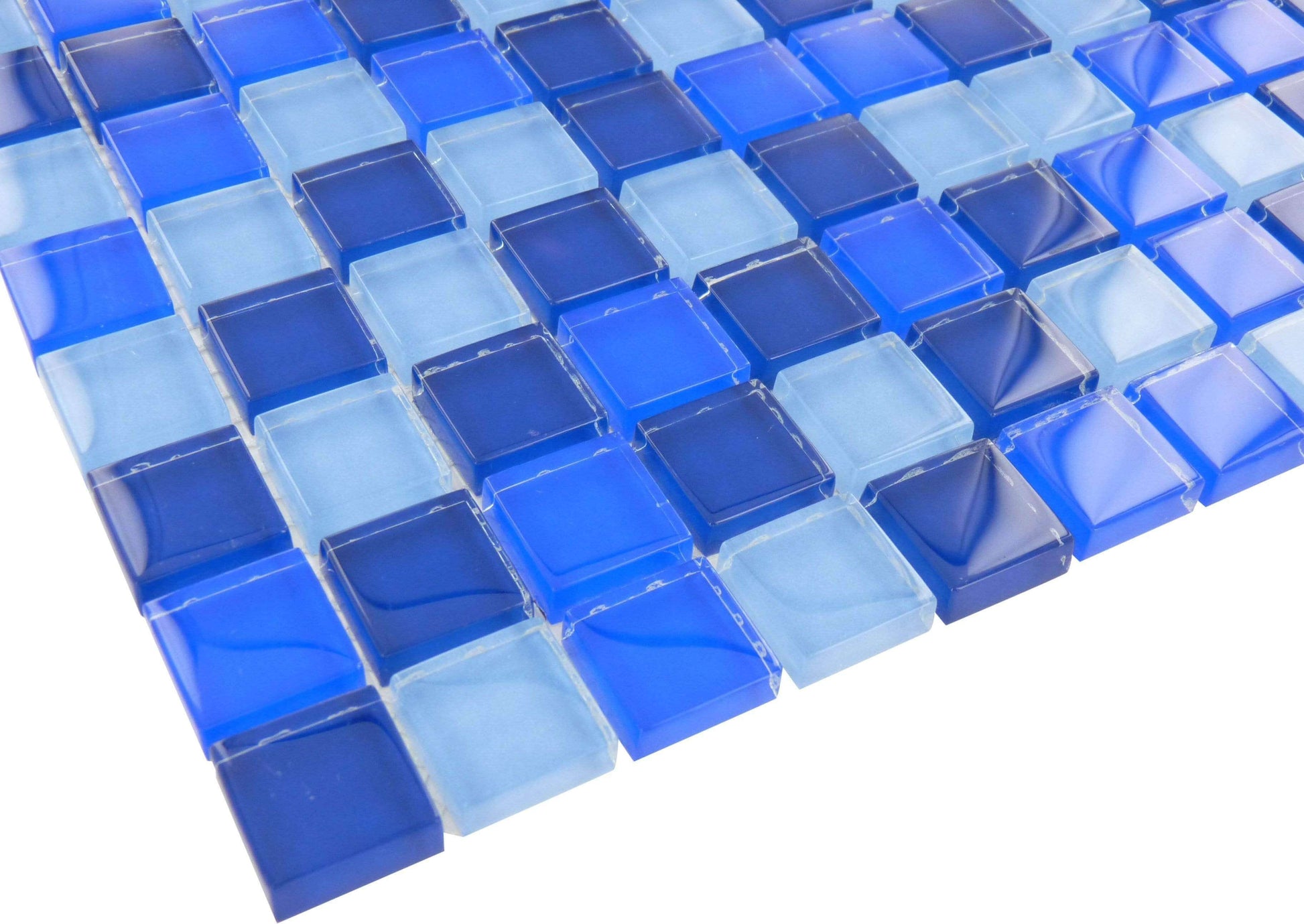 Cobalt Blue Blend 1'' x 1'' Glossy Glass Pool Tile Ocean Pool Mosaics