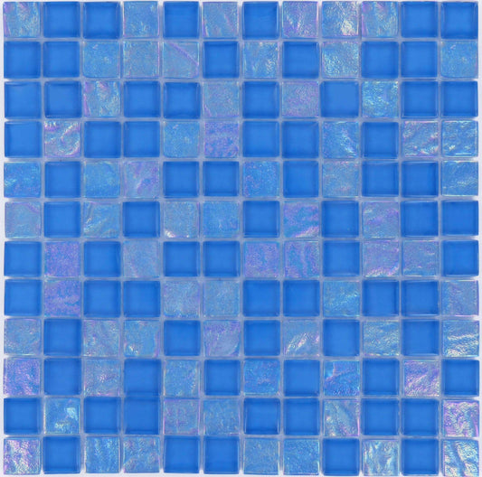 Royal Blue 1'' x 1'' Glossy & Iridescent Glass Pool Tile Ocean Pool Mosaics