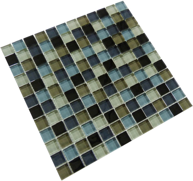Midnight Storm Blend 1'' x 1'' Glossy Glass Pool Tile Ocean Pool Mosaics