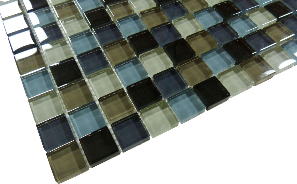Midnight Storm Blend 1'' x 1'' Glossy Glass Pool Tile Ocean Pool Mosaics