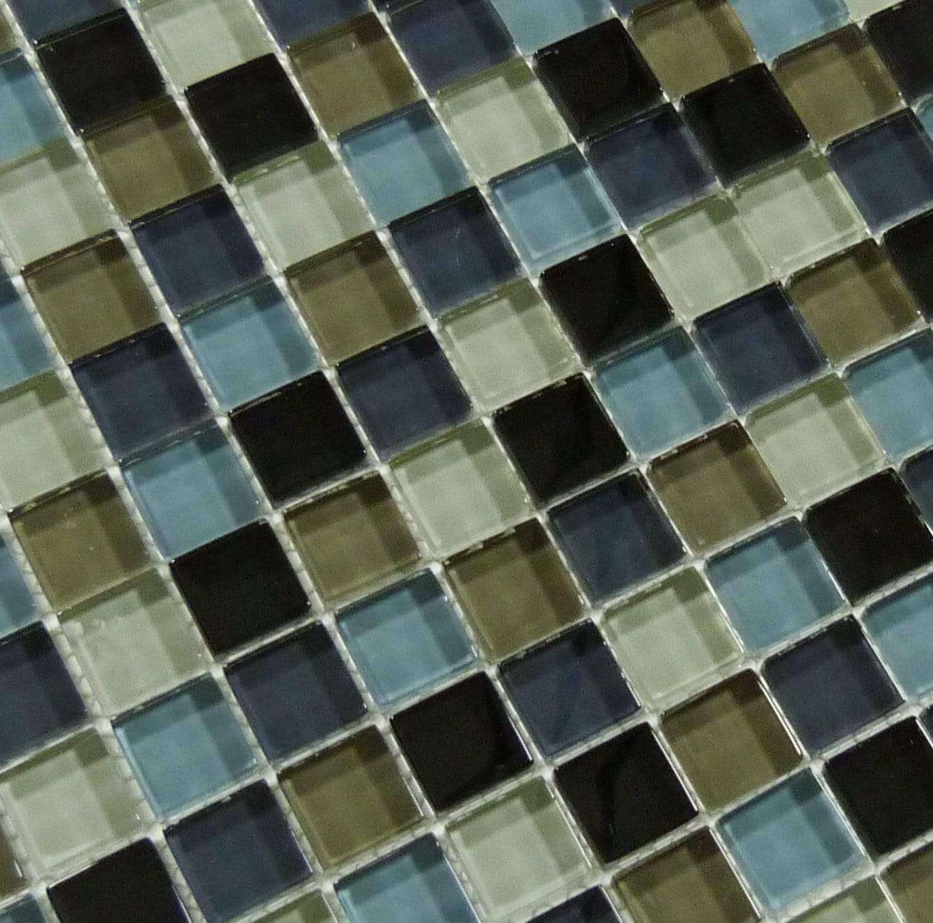 Midnight Storm Blend 1'' x 1'' Glossy Glass Pool Tile Ocean Pool Mosaics