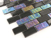 Raven Black 1'' x 2'' Glossy & Iridescent Glass Pool Tile Ocean Pool Mosaics