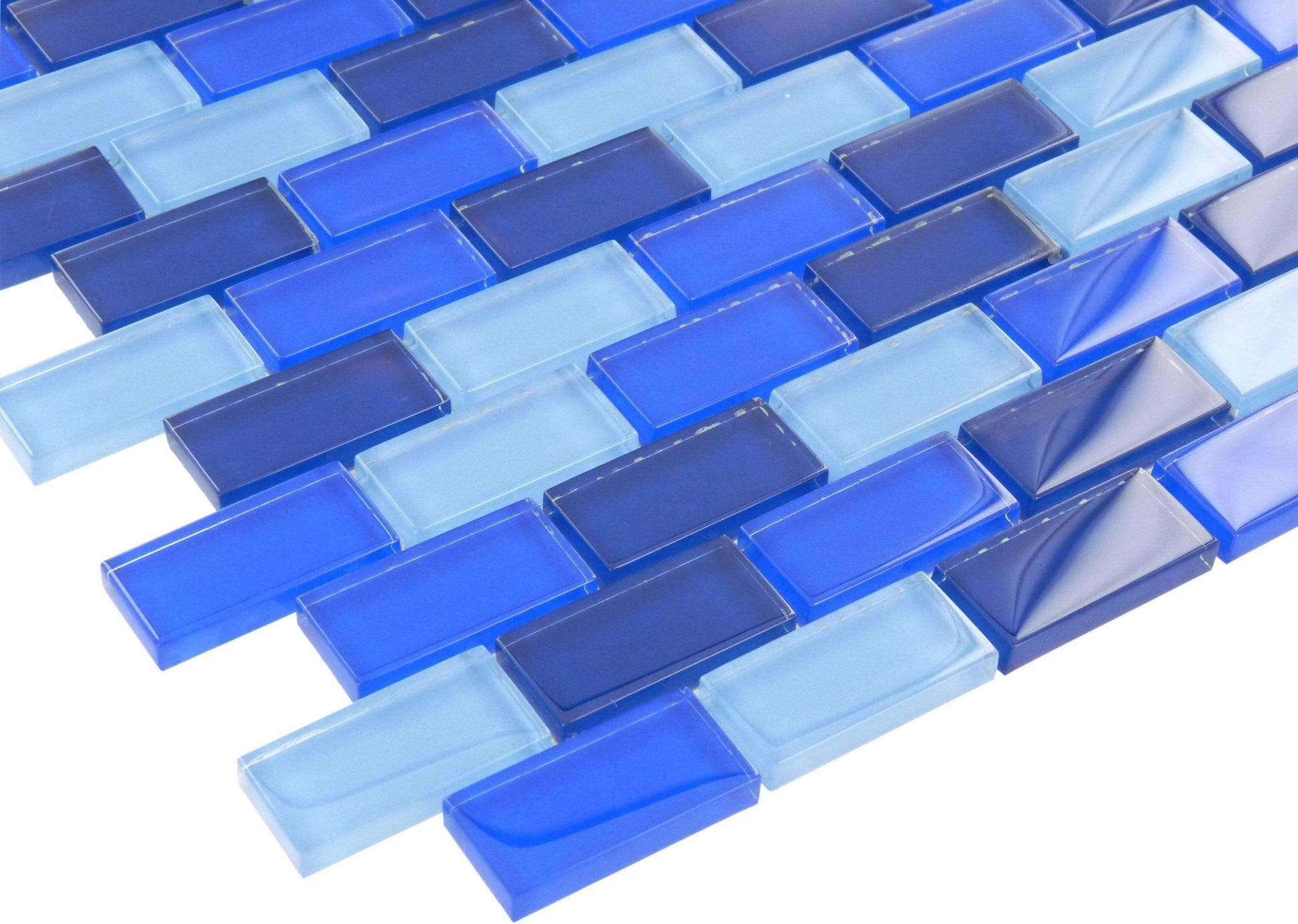 Royal Blue 1'' x 2'' Glossy Glass Pool Tile Ocean Pool Mosaics