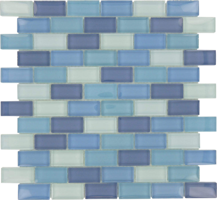 Ocean Blue 1'' x 2'' Glossy Glass Pool Tile Ocean Pool Mosaics
