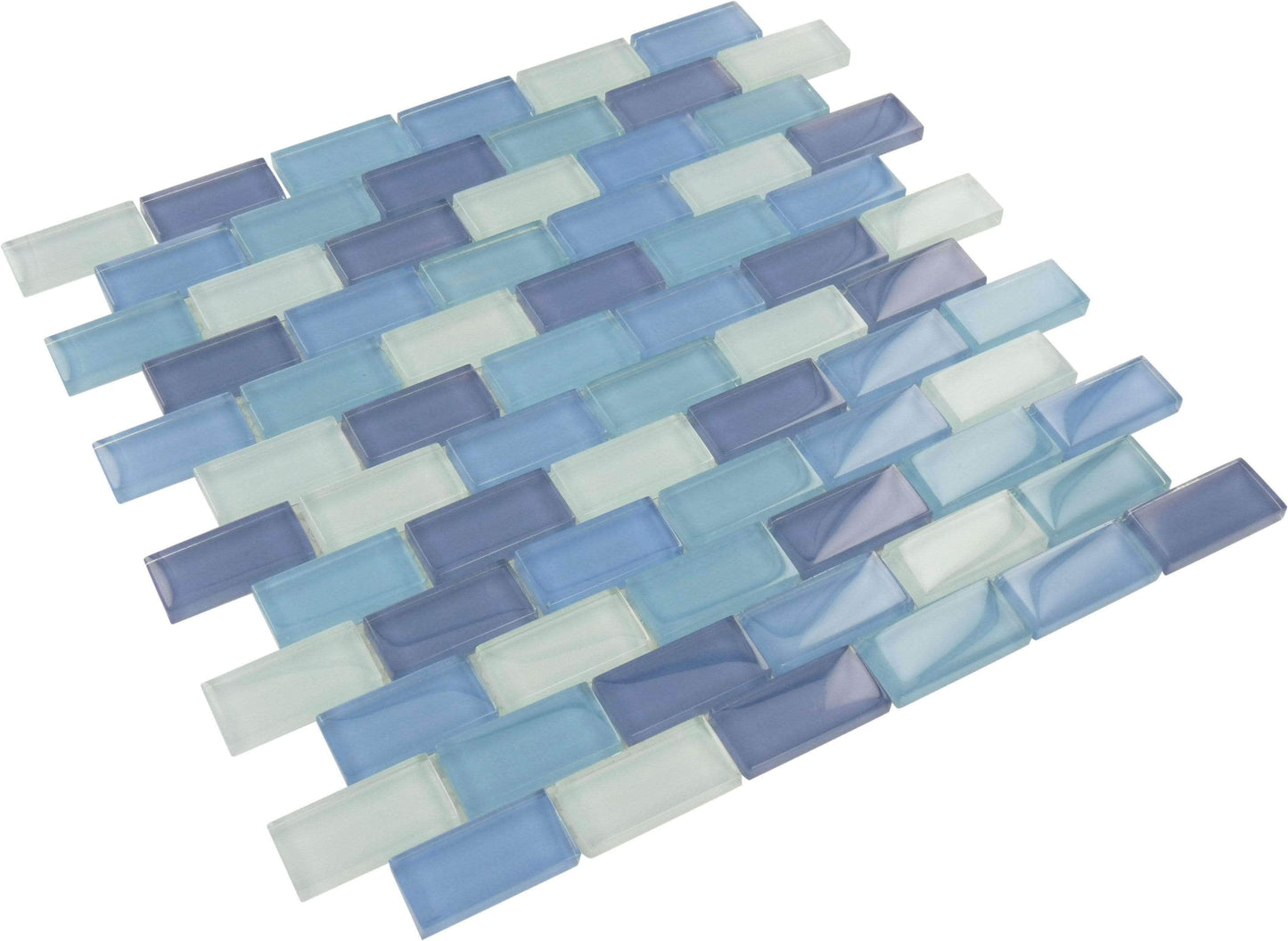 Ocean Blue 1'' x 2'' Glossy Glass Pool Tile Ocean Pool Mosaics