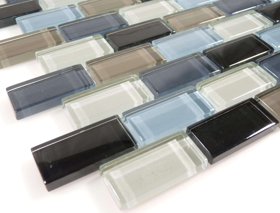 Dusk Blue 1'' x 2'' Glossy Glass Pool Tile Ocean Pool Mosaics