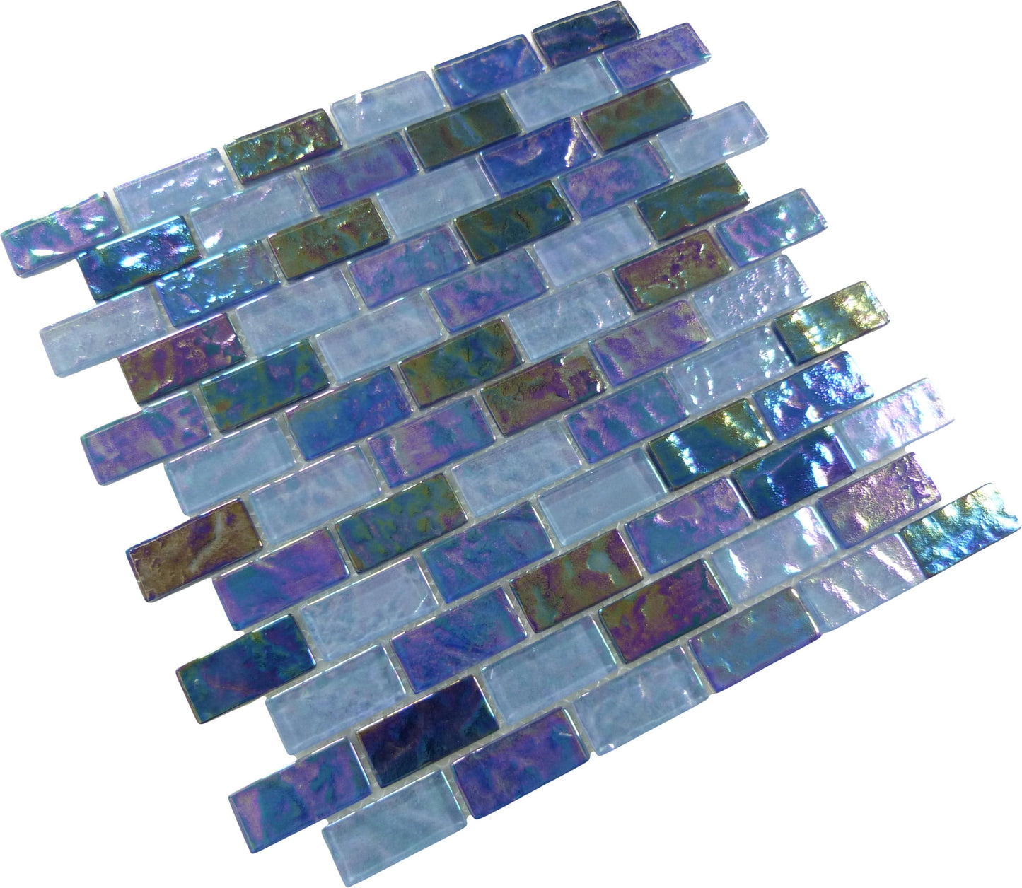 Tranquil Blue 1x2 Glossy and Iridescent Glass Tile Ocean Pool Mosaics