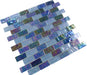 Tranquil Blue 1x2 Glossy and Iridescent Glass Tile Ocean Pool Mosaics