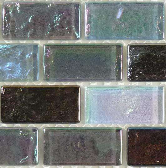 Dusk Grey 1'' x 2'' Glass Glossy & Iridescent Pool Tile Ocean Pool Mosaics