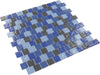 Aegean Blue Charcoal Blend 1" x 1" Glossy Glass Pool Tile Ocean Pool Mosaics
