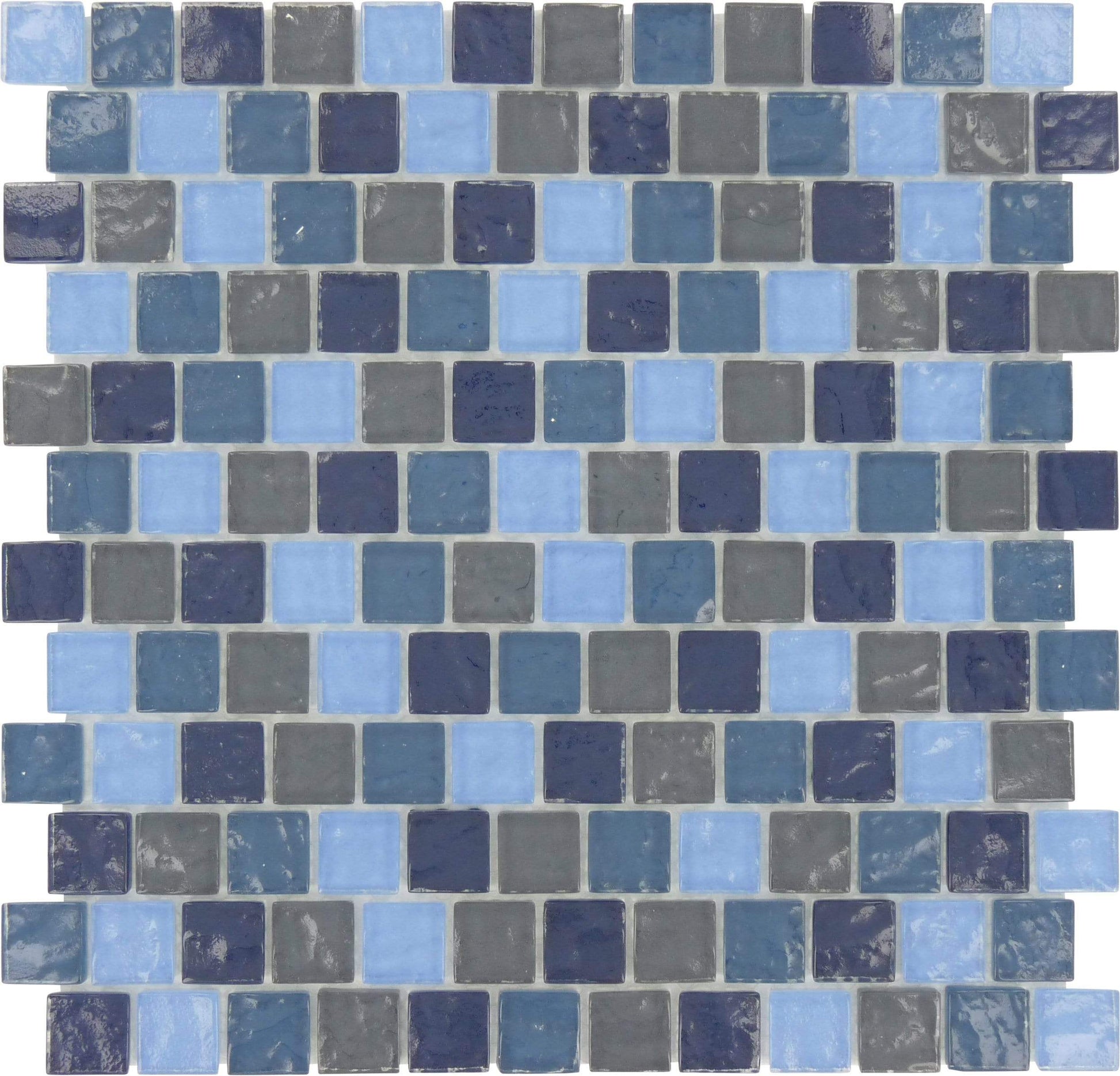 Aegean Blue Turquoise Slate Blend 1" x 1" Glossy Glass Pool Tile Ocean Pool Mosaics