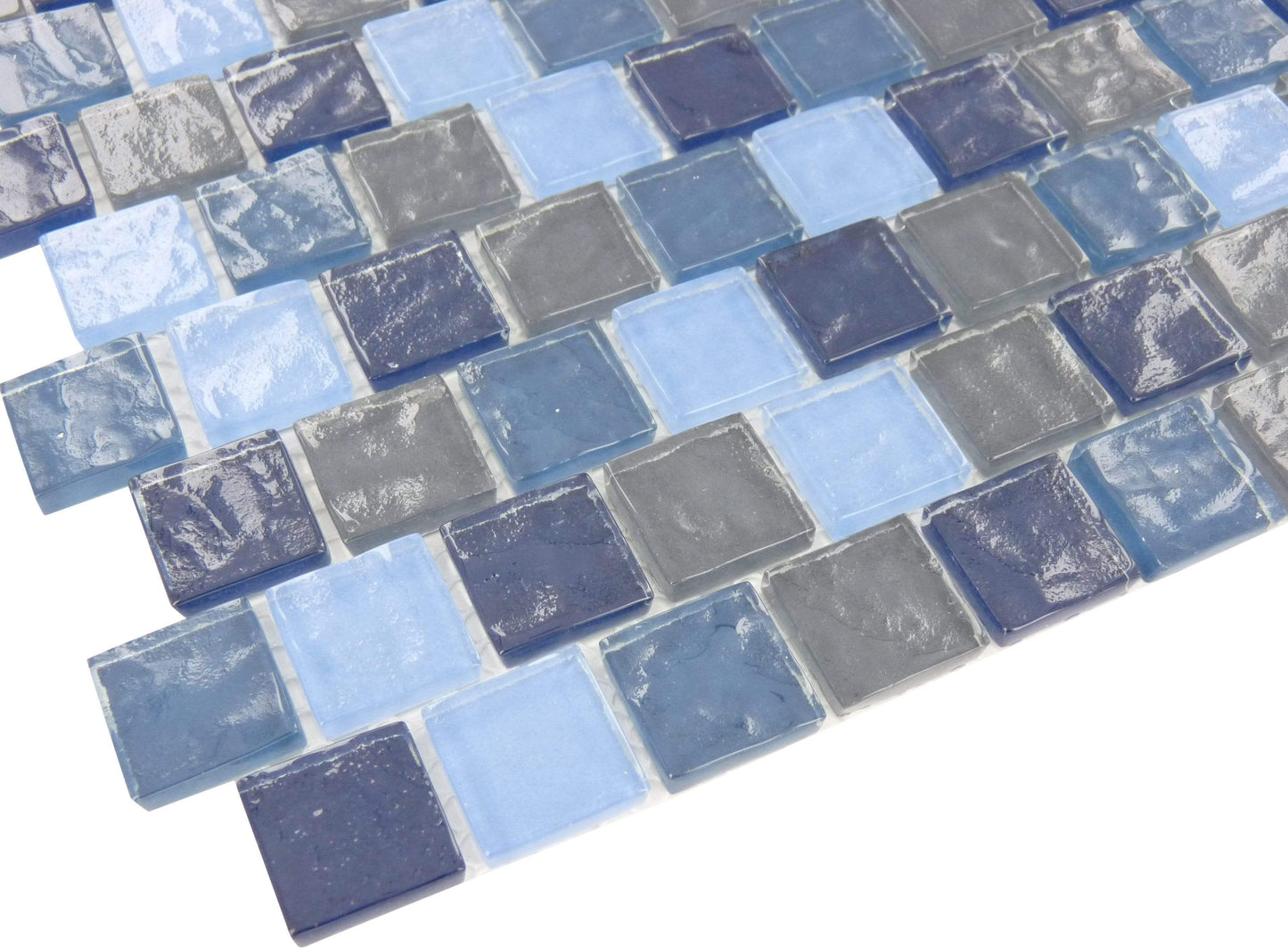 Aegean Blue Turquoise Slate Blend 1" x 1" Glossy Glass Pool Tile Ocean Pool Mosaics