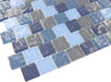 Aegean Blue Turquoise Slate Blend 1" x 1" Glossy Glass Pool Tile Ocean Pool Mosaics