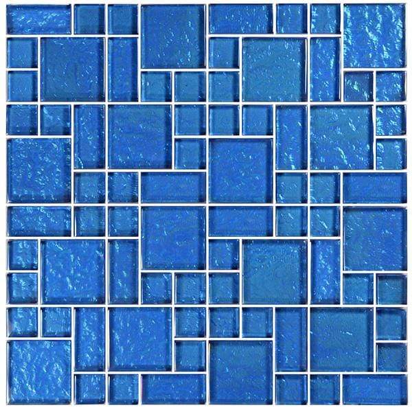 Galaxie Blue Mixed Glossy and Iridescent Glass Pool Tile Ocean Pool Mosaics