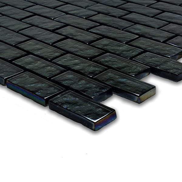 Galaxie Graphite 1" x 2" Glossy & Iridescent Glass Pool Tile Ocean Pool Mosaics